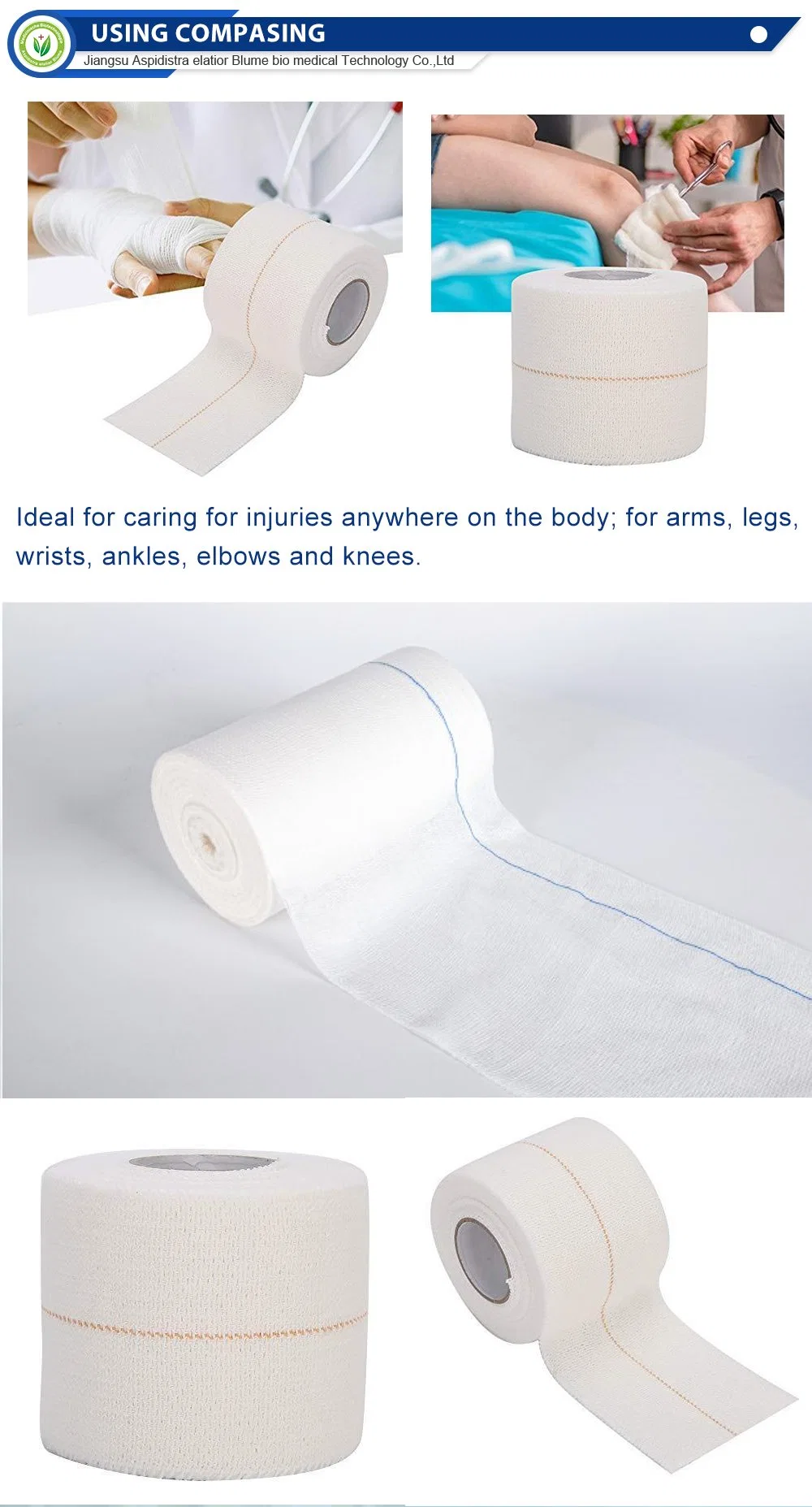 High Quality Sterile Breathable Medical Gauze Bandage with CE Medical Dressings Rolls